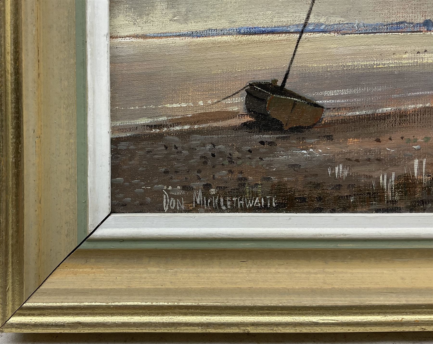 Don Micklethwaite (British 1936-): 'Kilnsea Beach - Humberside', oil on canvas board signed, titled verso 19cm x 24cm; Bill Lowe (British 1922-2006): 'South Bay - Scarborough', watercolour signed, titled verso 23cm x 30cm (2)