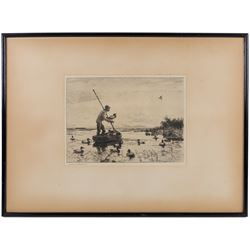 Frank Weston Benson (American 1862-1951): 'Setting Decoys', etching signed in pencil, titled verso 20cm x 27.5cm
