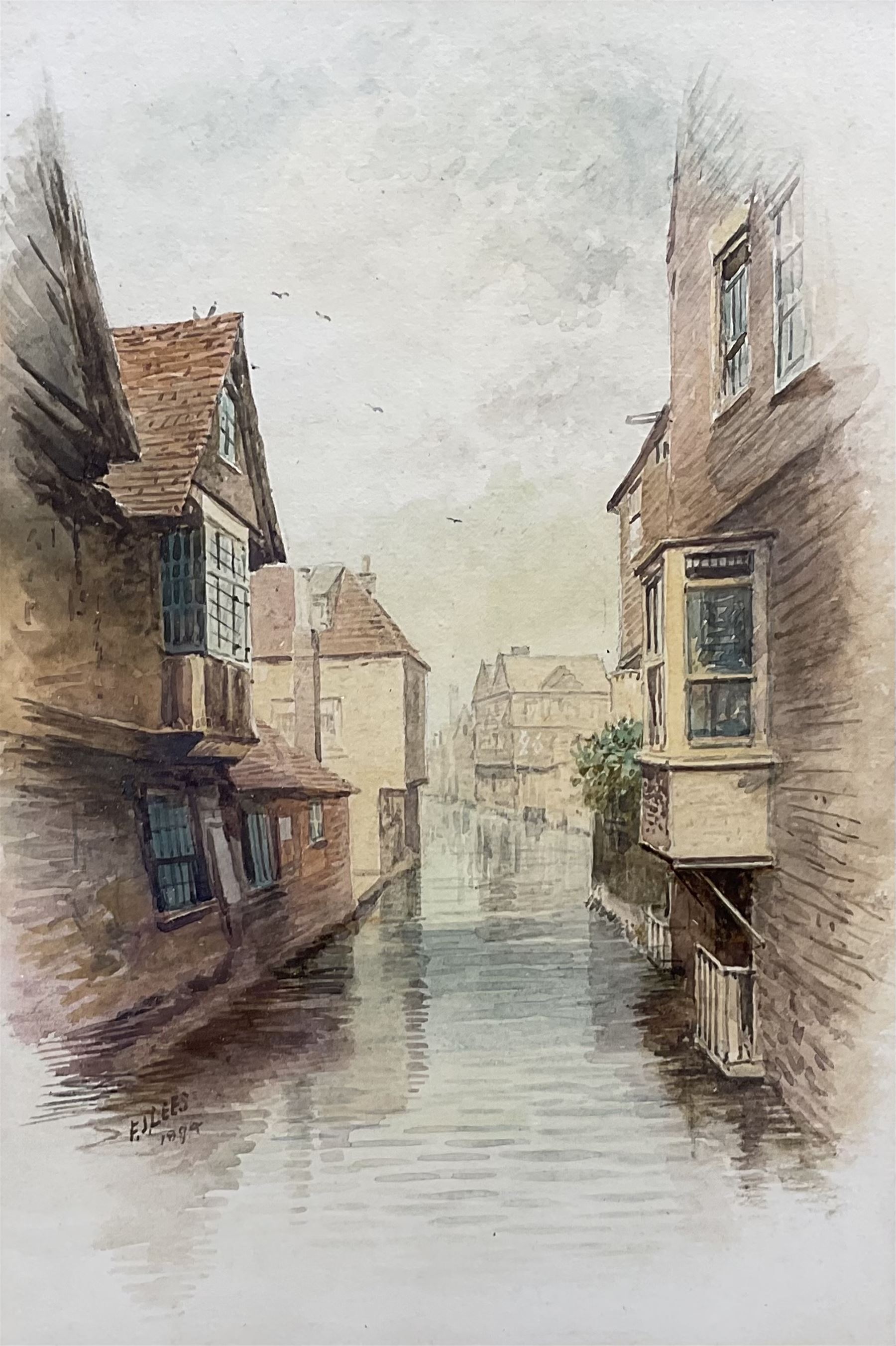 Frederick John Lees (British fl. 1870-1900): 'Lady Wotton's Green - Canterbury' and 'The King's River - Canterbury', pair watercolours signed and dated 1894, 26cm x 18cm (2)