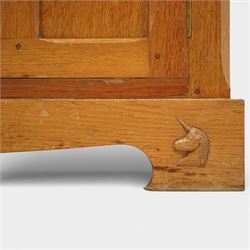 Unicornman - oak display bookcase on cupboard, Geoff Gell of Coxwold