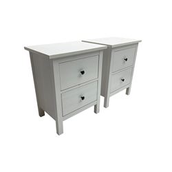 IKEA - 'Hemnes' white finish straight-front chest, fitted with two short and four long drawers; and IKEA - 'Hemnes' pair white finish bedside chests, fitted with two drawers