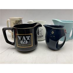 Six whisky water jugs, to include Wade Johnnie Walker, Haig, Black & White, etc