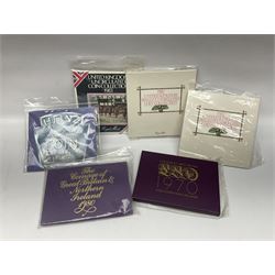 The Royal Mint United Kingdom 1983 proof coin collection in blue folder with certificate, 1983 uncirculated coin collection, two 1987 brilliant uncirculated coin collections, commemorative crowns etc