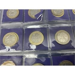 Queen Elizabeth II fifty pence and two pound coins, most being commemoratives, including 1994 'D-Day', 1998 'NHS', 2006 'Victoria Cross', various relating to the London 2012 Olympics etc, face value approximately 76 GBP, housed in a ring binder folder