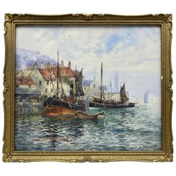 Frank (Frederick) William Scarborough (British 1860-1939): Kirkcaldy Boats - Scottish Coast, watercolour signed 27cm x 31cm