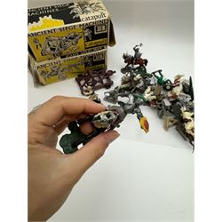 Two Britain's Ancient Siege Machines, comprising Balista and Catapult and a collection of plastic knights and soldiers, including Britains examples etc