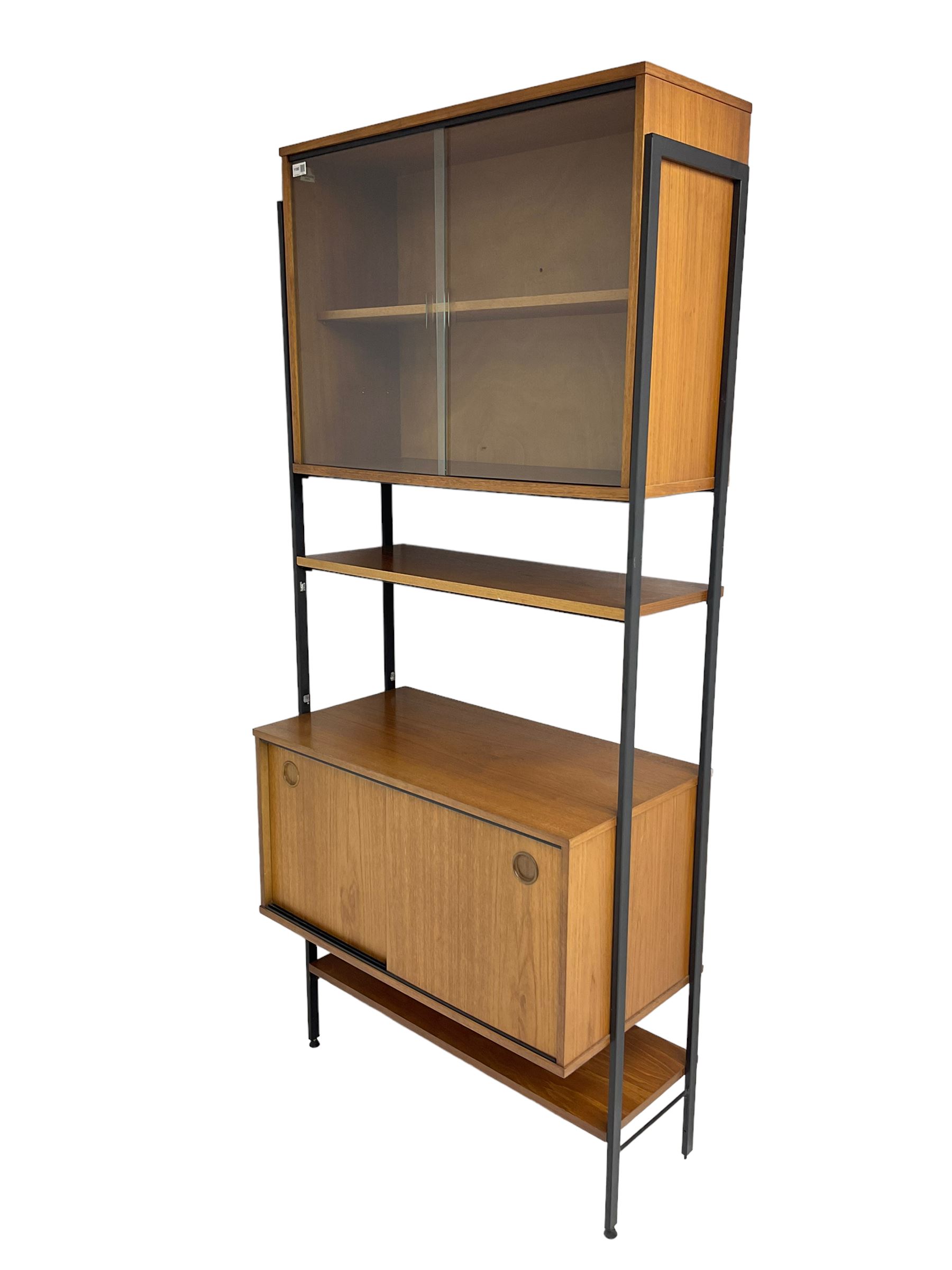 Avalon Ladderax style teak wall unit, fitted with display