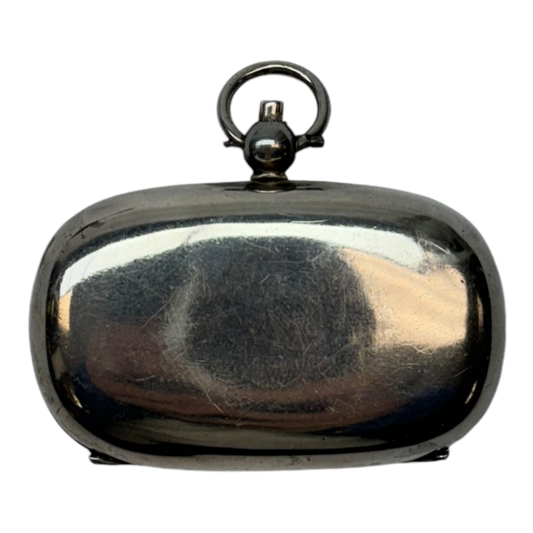 Early 20th century silver sovereign holder, of plain oval form, the hinged cover, opening to reveal two spring loaded recesses for half and full sovereigns, hallmarked Birmingham 1911, W5cm