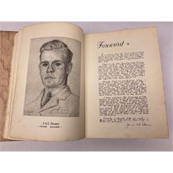 The Yorkshire Post Kriegie Edition. A 1945 book reproducing the exploits of Prisoners of War in Stalag Luft VI, with compliments letter from the publishers. Simulated wood paper covered card boards.