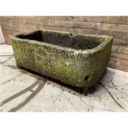 Large 19th century D shaped stone trough
