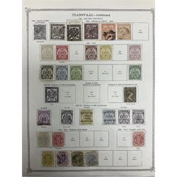 Transvaal stamps, including First Republic 1869-77, Queen Victoria 1878 values from halfpenny to two shillings, King Edward VII 1902 values from halfpenny to sixpence etc, housed on pages