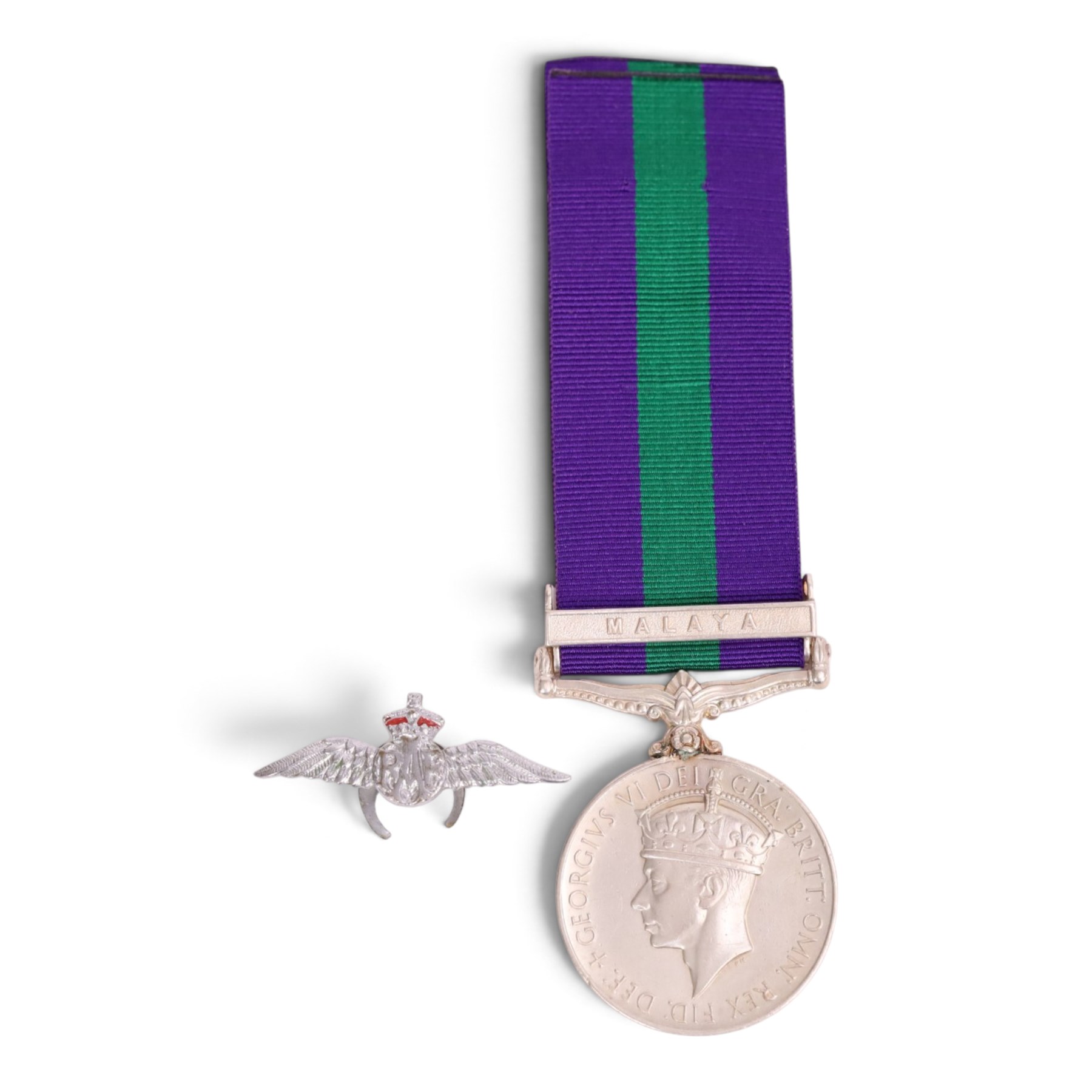 General Service medal with Malaya clasp, awarded to 14446659 Pte E. Nixon A.C.C together with RAF wings