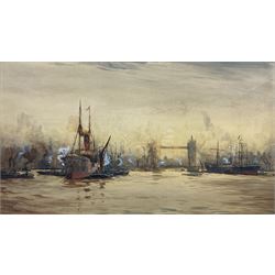 Ernest Dade (Staithes Group 1868-1934): The Pool of London and Tower Bridge, watercolour signed 45cm x 82cm