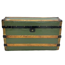 Victorian wooden bound dome topped trunk