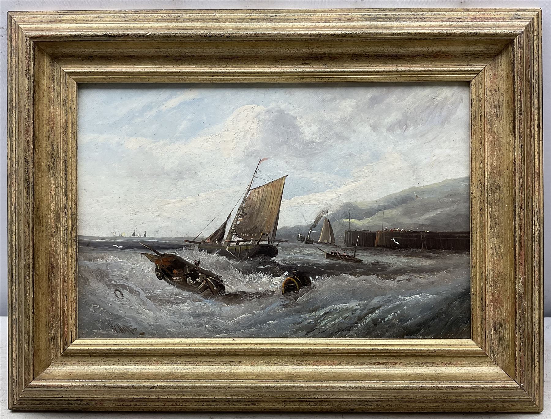 William Matthew Hale (British 1837-1929): Shipping off the Coast, pair oils on canvas signed 19cm x 29cm (2)