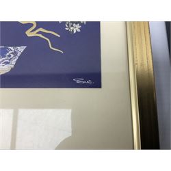 Mexican School (20th century): Birds of Paradise, pair Amate bark paintings together with four further pictures of birds max 31cm x 23cm (6)