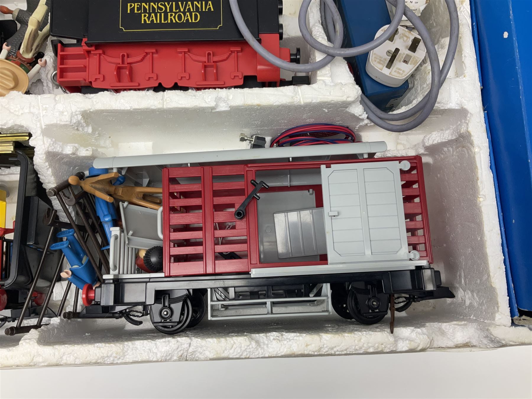 Playmobil 'G' gauge - 4031 Pennsylvania Railroad train set with 2-4-0 locomotive No.9518, tender, cattle truck and brake van, quantity of track, controller and other accessories; boxed with outer delivery packaging