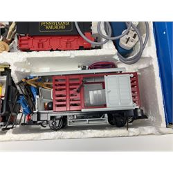 Playmobil 'G' gauge - 4031 Pennsylvania Railroad train set with 2-4-0 locomotive No.9518, tender, cattle truck and brake van, quantity of track, controller and other accessories; boxed with outer delivery packaging