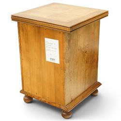 Barker & Stonehouse - pair of contemporary flagstone and mango wood bedside chests, the rectangular inlaid top over three drawers with metal ring handles, on compressed bun feet