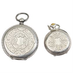 Two early 20th century gold-plated lever pocket watches including H. Stone, Leeds and Elgin and two silver fob watches