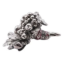 Italian Magrino silver filled model of a fruiting cornucopia, marked Magrino, W8cm