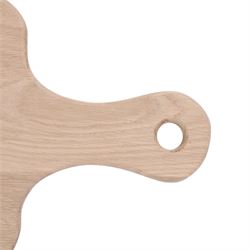 Wooden cheeseboard of rectangular form, upon four turned bun feet, H75cm W25cm