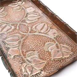 Cornish copper Art Nouveau style tray, attributed to J & F Pool of Hayle, W32cm