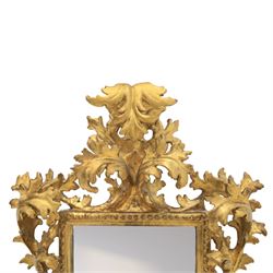 Finely carved Florentine giltwood mirror, acanthus design and egg and dart detailing, bevelled mirror plate 