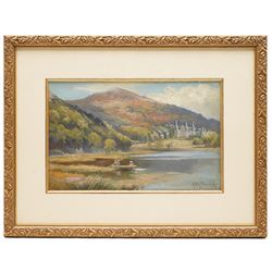 Alfred Fontville de Breanski Jnr. (British 1877-1945): The Trossachs Hotel on Loch Achray, oil on board signed 19cm x 30cm