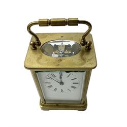 French - 19th century 8-day timepiece carriage clock with carrying case. Cylinder escapement.