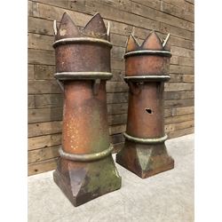 Two Victorian salt glazed crown-top chimney pots