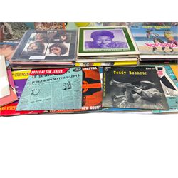 Over seventy LP records 1960s/70s/80s including seven Beatles, five Rolling Stones, Cliff Richard and The Shadows, Isaac Hayes, Jackson Browne, The Osmonds, Beach Boys, Duane Eddy, Buddy Holly, Elvis Presley, Carpenters, Thin Lizzy, Meat Loaf, Black Sabbath, Dubliners etc; and twelve 10