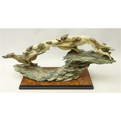  Capodimonte limited edition group 'Running Free', designed by Guiseppe Armani, on rectangular plinth, L60cm, W19cm, H31cm No. 452/3000  