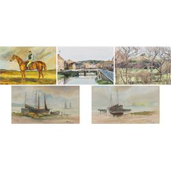 R Livingstone (English School 20th Century): Jockey on Horseback - potentially Lester Pigg...