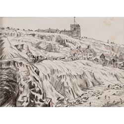 Joseph Ridley Ratcliffe McCulloch RBA (British 1893-1961): Collection of locations across North Yorkshire including 'Scarboro' Castle' and 'Whitby', five mixed media signed dated and titled max 19.5cm x 31.5cm (5) (unframed)