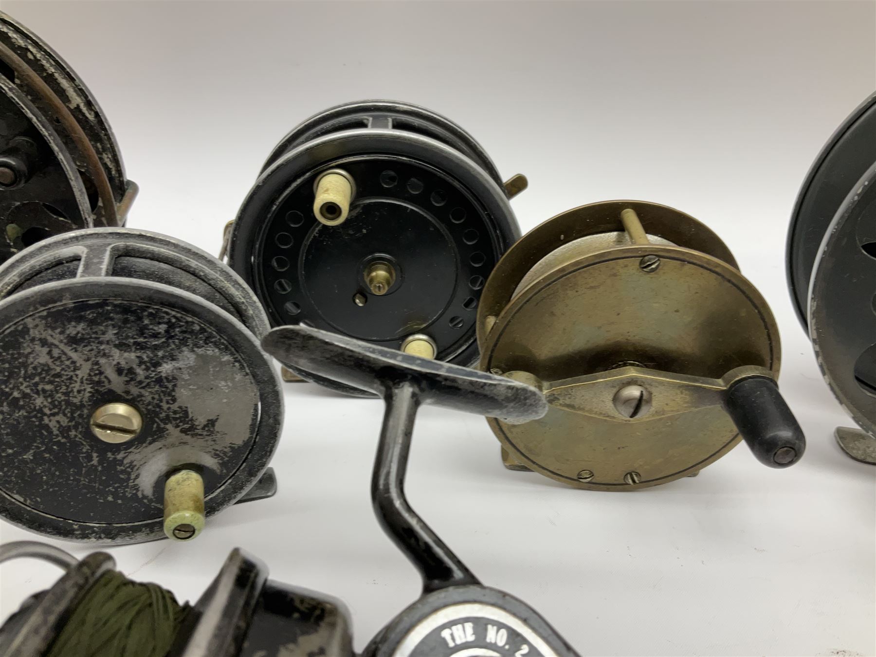 Eight fishing reels including S. Allcock & Co Ltd 'Easicast', 'Black Knight', 'Duco', 'Delmatic', 'The No.2 Felton Crosswind', etc (5)