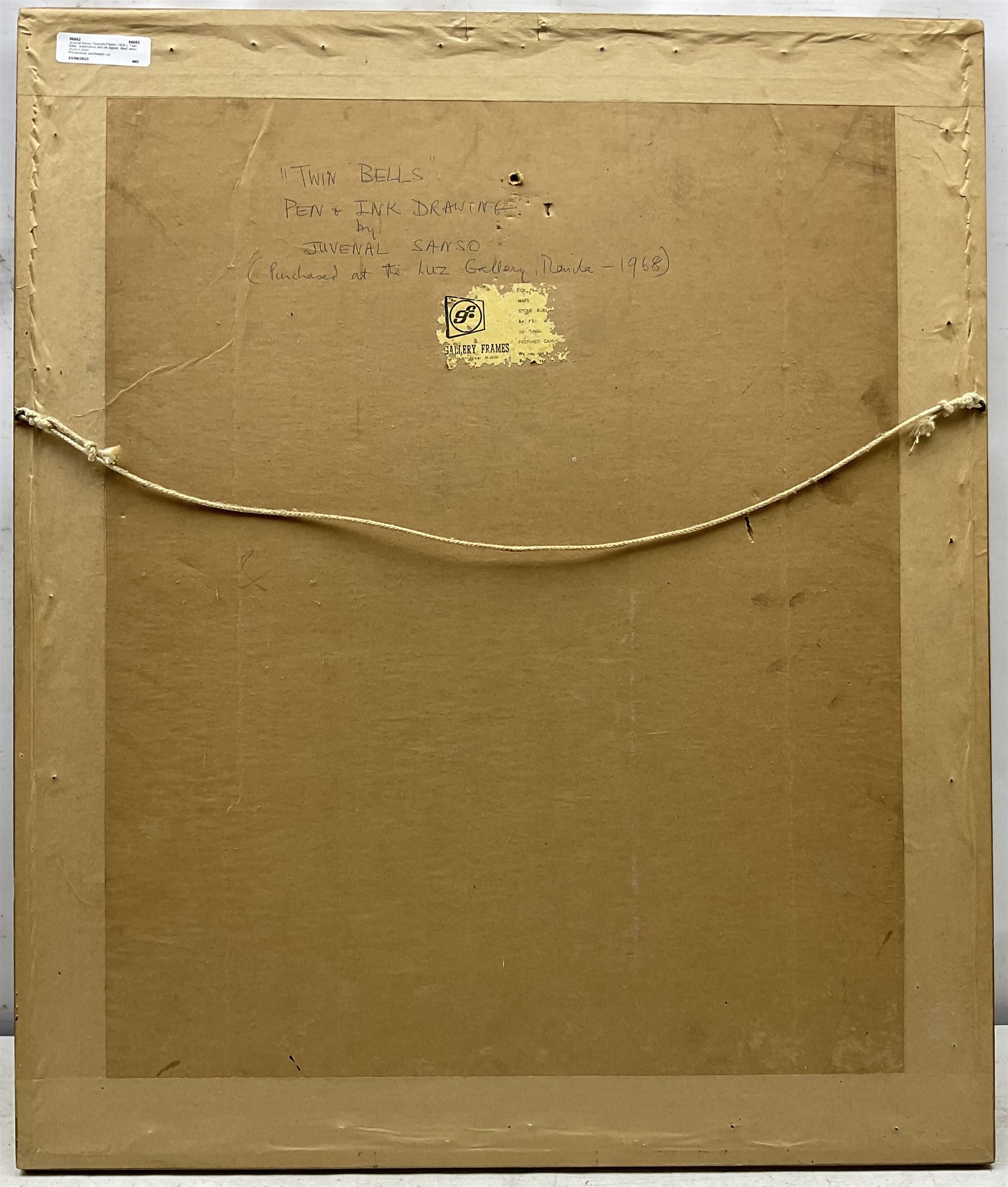 Juvenal Sanso (Spanish/Filipino 1929-): 'Twin Bells', watercolour and ink signed, titled verso 31cm x 23cm 
Provenance: purchased Luz Gallery, Manila 1968, inscribed verso