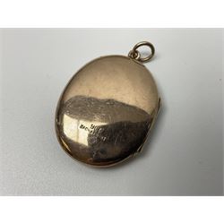 Victorian and later 9ct gold jewellery including glazed photo pendant, three gold cased wristwatches, signet ring and a cameo brooch, all hallmarked and silver jewellery including fobs, wristwatch, brooches and rings etc 