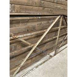 Large wrought metal country driveway or field gate (W324cm, H125cm)and a similar pedestrian gate (W110cm, H108cm)