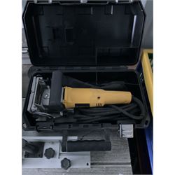 Ryobi router table with router, dewalt biscuit joiner with biscuits, joiners books, clamps etc  - THIS LOT IS TO BE COLLECTED BY APPOINTMENT FROM DUGGLEBY STORAGE, GREAT HILL, EASTFIELD, SCARBOROUGH, YO11 3TX