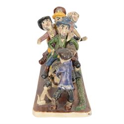 Two Will Young studio pottery figure groups, comprising 'Uncle Tom Cobley and All' and 'Widecombe Fair', both with signatures, tallest H16cm