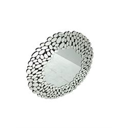 Contemporary sunburst design mirror, central circular plate framed by small 'pebble' mirrors with bevelled plates