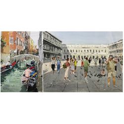 Ken Hayes (British 1962-): Venice, pair watercolours signed 27cm x 37cm (2)