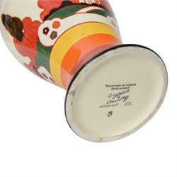 Wedgwood Bizarre by Clarice Cliff, Mei Ping vase, Farmhouse, hand painted based upon an original, limited edition 54/250, with certificate and box, H31cm 