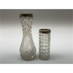 Group of silver mounted glass scent bottles and crested ware, together with a Brierglass lead crystal box with a glass and silver, lid, etc all silver with various hallmarks. 