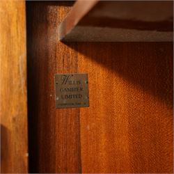 Willis & Gambier - French cherry wood double wardrobe, moulded cornice above two panelled doors opening to a hanging interior with rail and shelf, raised on bracket feet