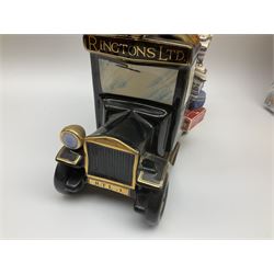 Ringtons novelty teapots, comprising the Ringtons Delivery Van teapot, and the Tea Merchant teapot, both with boxes and certificates of ownership.