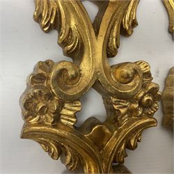 Pair of gilt wood single branch wall sconces, H40cm
