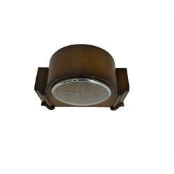 Smiths - 20th century Westminster chiming 8-day mantle clock in a mahogany case, with a chrome bezel and convex glass, conforming hands and numeral's, chime silent selection, chiming the quarters and hours on five gong rods. With pendulum and key.  