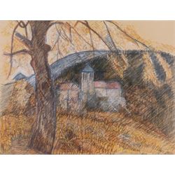 Colette Beleys (French 1911-1998): 'Village de Jougne - Doubs', gouache unsigned, inscribe...